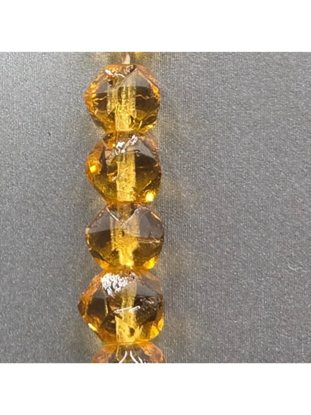 Art Deco Citrine Crystal Necklace Vintage Graduated Cut Bohemian Glass Bead Stat - Picture 6 of 16